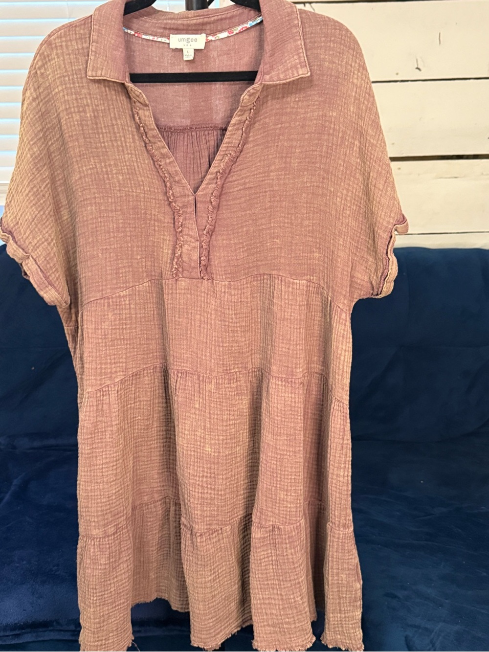 Umgee Mauve-Pink Gauze V-Neck Tunic Top/mini dress